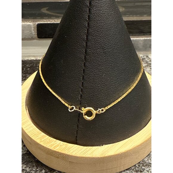 Gold Toned Herringbone Chain Bracelet With Spring Ring Clasp - Picture 3 of 3